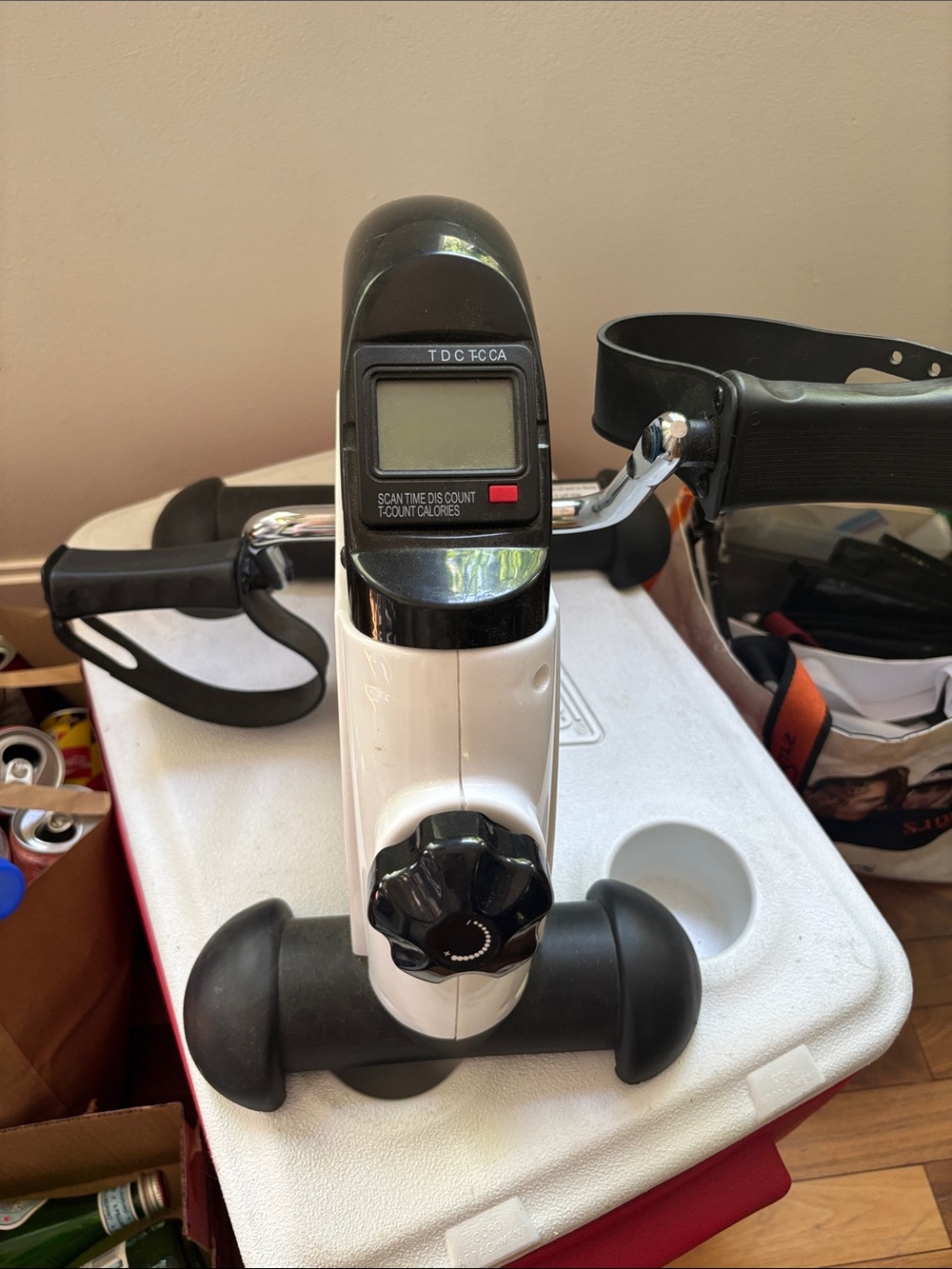 Compact White & Black Mini Exercise Pedal Bike with LCD